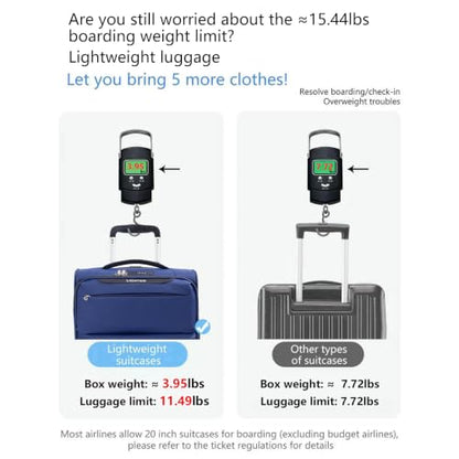 LIGHTGO 20" Carry On Softside Luggage, Ultra Light, TSA Lock Navy Blue - color: Navy Blue, size: 20in