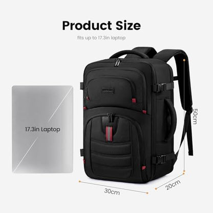 LOVEVOOK 40L Travel Backpack for Men - Airline Approved Carry On Backpack - color: Black & Red, size: 40L-17inch