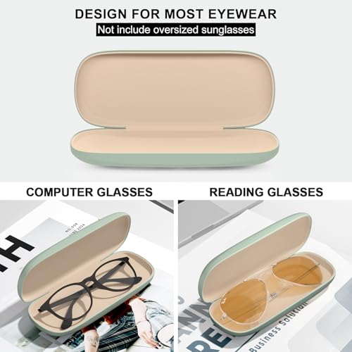 Eyeglasses Case, Hard Shell Protective Case for Glasses, Unisex for Women Men - color: Green