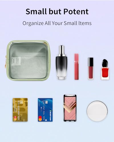 2 Pcs Clear Makeup Bag for Purse, Cute Cosmetic Pouch for Women - color: Green Set