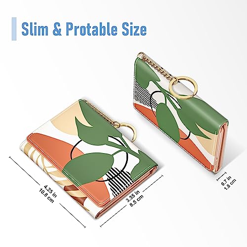 Rouidr Womens Wallet, Small Slim RFID Card Wallets for Women, Cute Front Pocket Trifold Leather Card Organizer with 7 Slots & ID Window, Modern Abstract Art - color: Modern Abstract Art