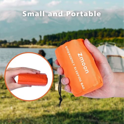 Zmoon Emergency Sleeping Bag Survival Bag, Portable Waterproof Thermal Bivy Sacks,Bivvy Bags,Camping Mylar Sleeping Bag Survival Gear Emergency Blankets Survival Shelter - size: Orange Pack of 2