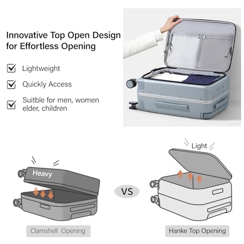 Hanke Top Opening 24 Inch Checked Luggage, Aluminum Frame Medium Suitcase - color: Grey, size: 24 Inch