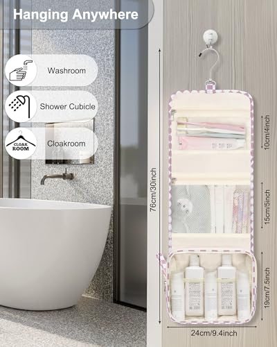 Relavel Hanging Toiletry Bag (02 Checkboard Purple, Small) - color: 02 Checkboard Purple, size: Small