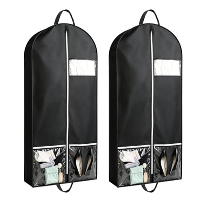 2 PCS 50" Black Garment Bags for Travel, 3.15"D - size: Black-XL-2Pcs