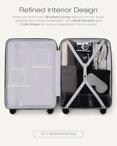 Coolife Luggage 3 Piece Set, Lightweight PC Hardside Suitcases, 20/24/28, Light Green - color: Light Green, size: 3-Piece Set (20/24/28)
