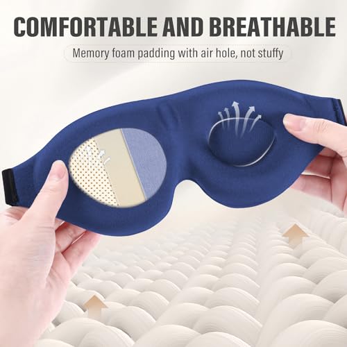YIVIEW Sleep Mask for Side Sleeper, Light Blocking Zero Pressure Blindfold - color: Blue