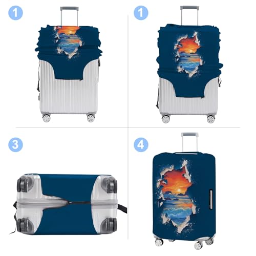 Sunset Luggage Cover Washable Suitcase Protector Anti-scratch Suitcase cover Fits 28-30 Inch Luggage L - color: Sunset, size: L(28-30inch suitcase)