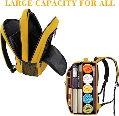 MATEIN Yellow Travel Laptop Backpack, 15.6 Inch Computer Student Bookbag - color: Yellow, size: 15.6 Inch