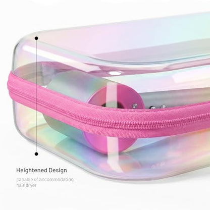 Clear Hard Shell Zipper Organizer Cases, 2 Pack, Iridescent - color: Pink Iridescent