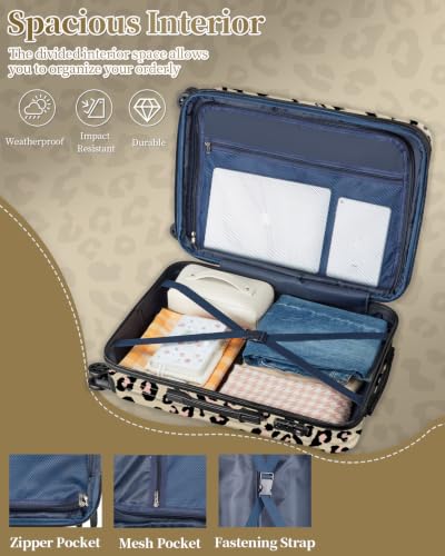 Checked Luggage, Expandable 24 Inch Hardside Suitcase - color: Caramel Leopard, size: M(checked-24")