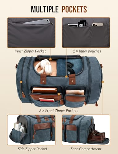 Canvas Duffle Bag for Travel 50L Expandable, Navy Blue - color: Navy Blue, size: Large 50 L