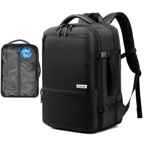 Travel Backpack with Vacuum Compression System 60L, Built-in Pump, Black - color: Black