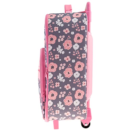 Stephen Joseph Kids' Rolling Carry-On Luggage, Charcoal Flower - color: Charcoal Flower