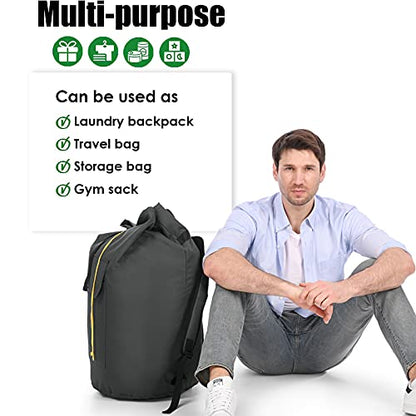 Backpack Laundry Bag, 115L Heavy Duty Extra Large College Laundry Backpack, Dirty Clothes Bag with Shoulder Straps, Laundry Hamper Bag with Drawstring Closure for College Dorm, Apartment Charcoal grey - color: Charcoal grey
