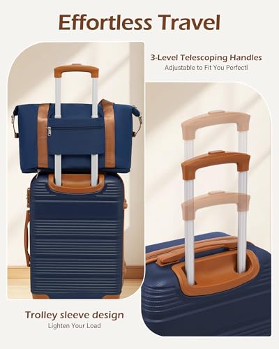 LONG VACATION Luggage Sets with Spinner Wheels, Suitcase Set 6 Piece - color: NAVY, size: 6 piece set