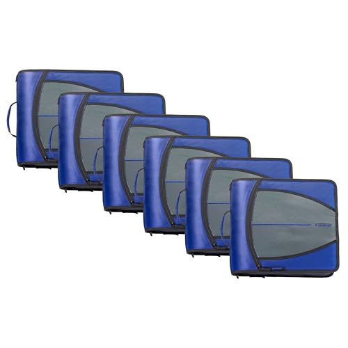 Case-it School Zipper Binder | 3" O-Rings | 600-Sheet | D-146 Midnight Blue - color: B Midnight Blue, size: 6 Pack
