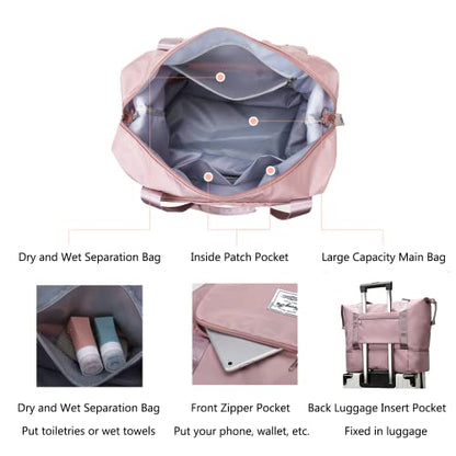 Large Capacity Travel Bag, Expandable Duffel Bag-Water-Resistant Foldable Carry-On with Wet/Dry Compartments | Large Capacity Travel Bag for Gym, Weekends & Overnight Trips (Green) - color: Green