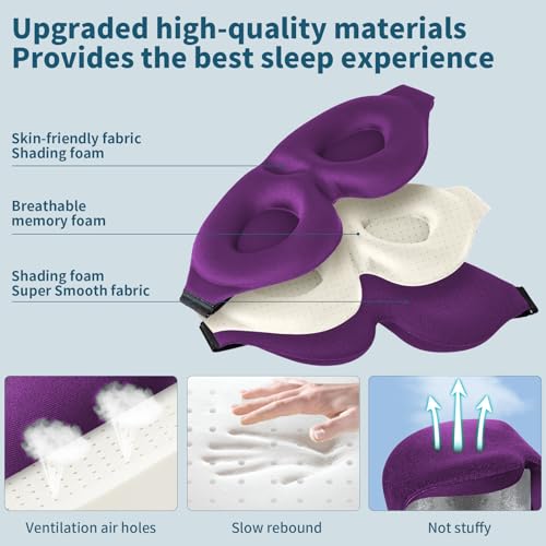 ZGGCD Sleep Mask for Side Sleeper, Light Blocking Eye Mask for Women Men - color: Purple