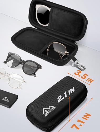 Double Glasses Case Hard Shell, Dual Sunglasses Organizer w/Zipper, Shockproof Travel Eyewear Storage Case for Car - color: Black