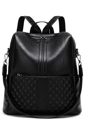 sqlp Fashion Backpack Purse for Women Faux Leather Ladies Handbags - color: Black, size: Medium