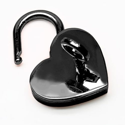 Mini Heart Shaped Padlock, Black, 3pcs - color: Black