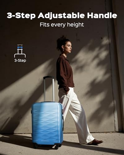 Suitour Luggage Set of 3,Hard Case Lightweight Luggage Sets with Spinner Wheels TSA Locck for Travel… - color: Blue, size: 3-Piece Set (20+24+28)