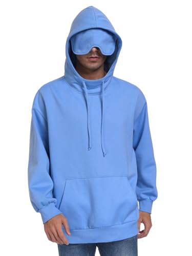 SeSe Code Hoodie with Eye Mask Travel Airplane Unisex Oversized Sweatshirt - color: Blue, size: Medium