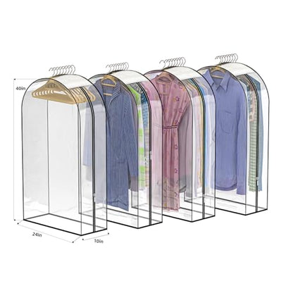 Clear Garment Bags for Hanging Clothes, 4-Pack, 40" - color: Full Clear, size: 40 inch