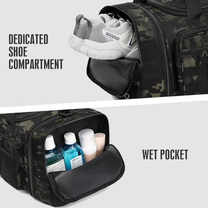 Tactical 체육관 및 여행 더플 백 백팩 남성용 밀리터리 스포츠 더플 백, 카모, 미디엄 스포츠 더플 백 - color: 카모