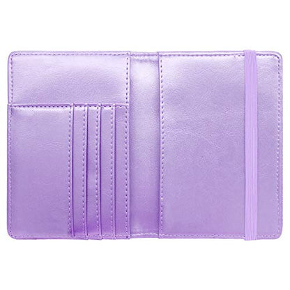Coco Rossi Passport Holder for Travel Women Slim RFID Passport Cover Wallet - color: Glitter Purple