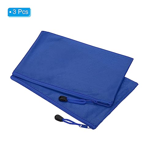 PATIKIL Waterproof Zipper File Bags, 3 Pack A5 Document Holders, Blue - color: Blue, size: A5