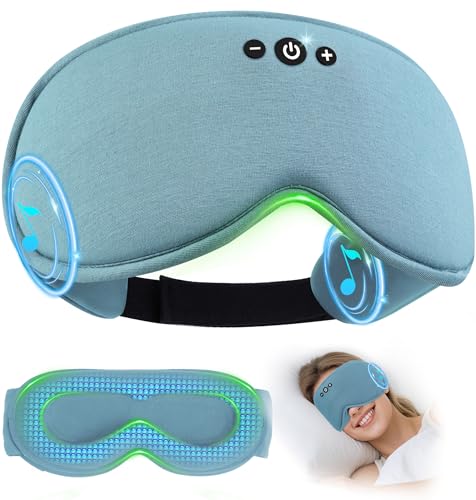 LC-dolida Bamboo Cotton Weighted Bluetooth Sleep Masks, 3D Weighted Sleep Masks with Bluetooth 5.4 Headphones, Total Blackout Bluetooth Sleep Mask for Women Men, Weight Eye Mask for Sleeping, Ash Blue - color: Ash Blue