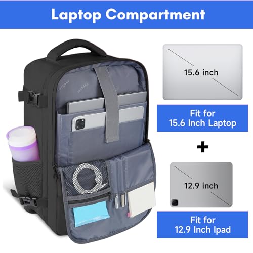 Taygeer Travel Laptop Backpack for Men, Airplane Approved Travel Backpack - color: Black, size: Large