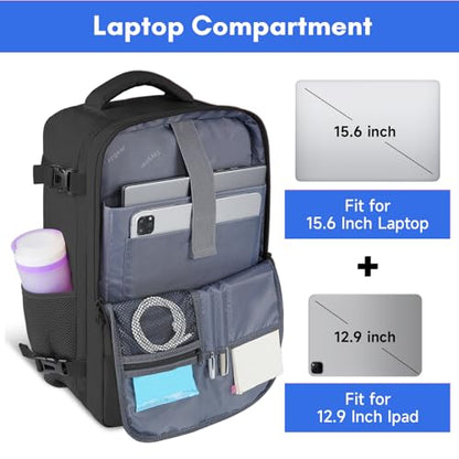 Taygeer Travel Laptop Backpack for Men, Airplane Approved Travel Backpack - color: Black, size: Large
