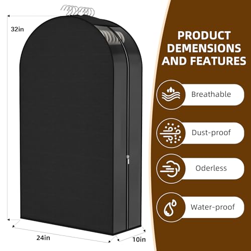 Black Garment Bags for Hanging Clothes, 4-Pack, 32" - color: Black, size: 32 inch