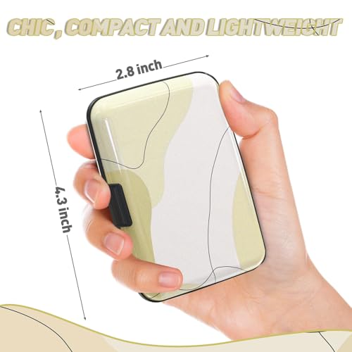 Credit Card Holder, Beige Mini RFID Aluminum Card Wallet Business Card Case - color: Art Modern Brown