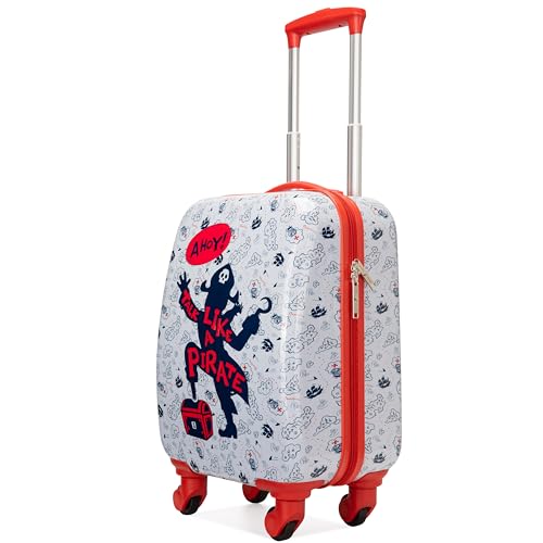 Nautica Kids Luggage - 18" Airline Approved Rolling Hardside Upright Carry-on Suitcase with Wheels (Pirate Ahoy) - color: Pirate Ahoy