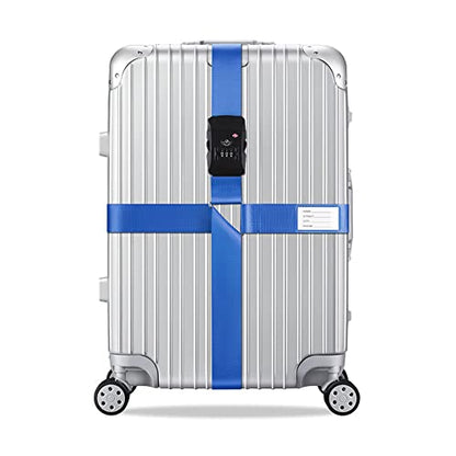 Veki Cross Luggage Straps Set TSA Approved with Lock, Blue*4pcs - color: Blue, size: 4pcs