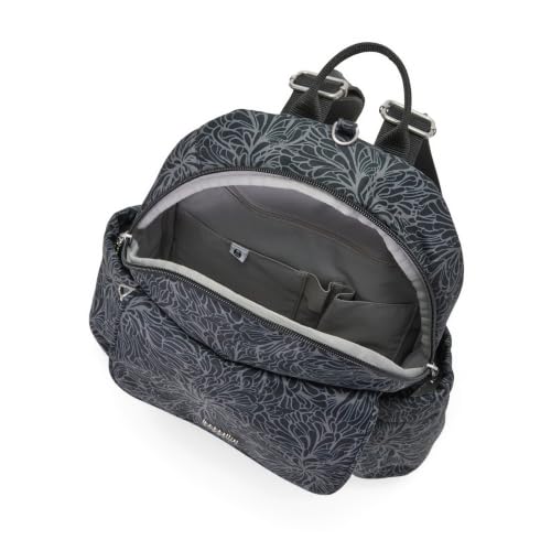 Securtex® Journey Anti-Theft Backpack - Lightweight 10.6"x10.2" RFID Travel Bag w/Locking Zippers, Compact Daypack - color: Midnight Blossom Print