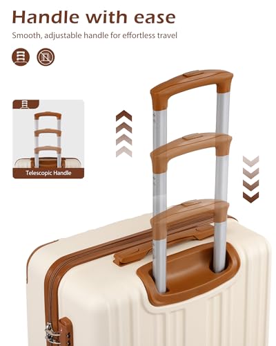 Coolife Luggage, Lightweight and Durable Hardshell, 20 in, apricot white - color: apricot white, size: S(20in)_carry on