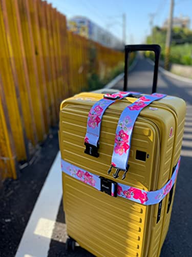 Teeoff 2 Pack Elastic Luggage Straps Suitcase Belts Travel Bag Accessories Adjustable 220CM (Light Blue) - color: Light Blue