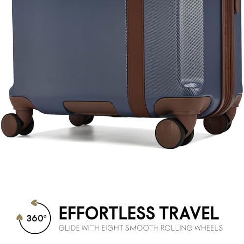 ELLE Luxe Journey 3 Piece Expandable Retro Spinner Luggage Set, Navy - color: Navy