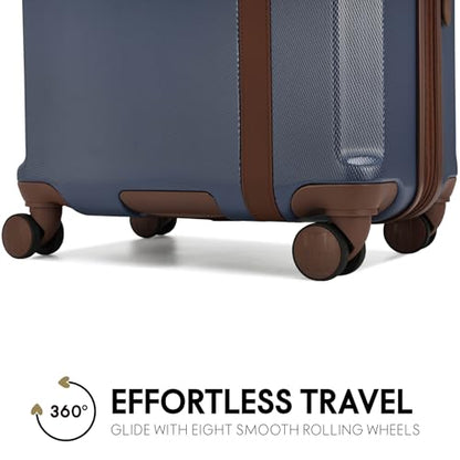 ELLE Luxe Journey 3 Piece Expandable Retro Spinner Luggage Set, Navy - color: Navy