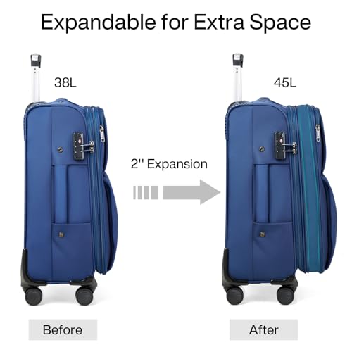 Hanke Luggage Set, 3 Piece 20/24/28 Inch Suitcases with Garment Compartment - color: Blue, size: 3 Pc Set(20/24/28)