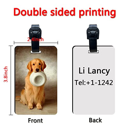 12 pcs Sublimation Luggage tag Blanks White Blank Travel Bag Baggage Tags with Strap Double Sided MDF Suitcase Label Tag with Slots