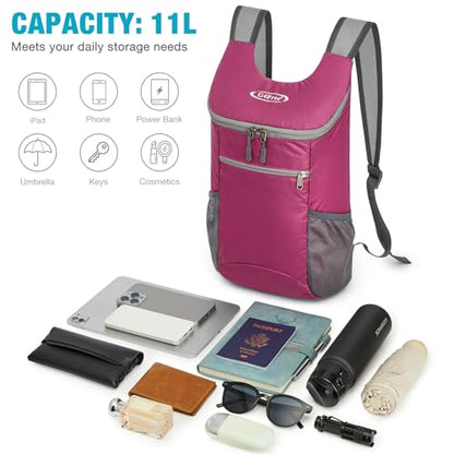 G4Free 10L Lightweight Packable Hiking Backpack, Nylon Daypack Daily Travel - color: Rose, size: Small