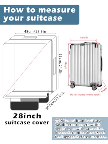 Yotako Upgraded Zippered Clear PVC Suitcase Cover 28 Inch - color: 70%clear 30%grey, size: 28inch