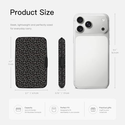 Credit Card Holder, Black Leopard, Aluminum Wallet for Women Men - color: Black Leopard
