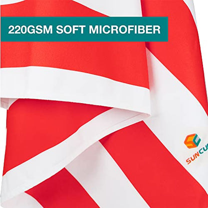 SUN CUBE Microfiber Beach Towel Quick Dry with Carry Bag, Red 78x35 Inch - color: Red, size: 78.00" x 35.00"